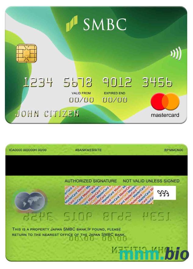 Japan SMBC bank przykład karty mastercard w formacie PSD